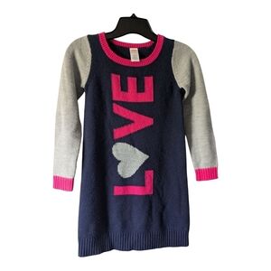 Gymboree Navy and Grey Sweater Dress with Pink Accents. Size 8. Long Sleeve.